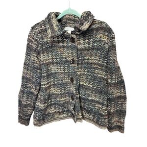 Christopher & Banks Sweater Womens Large Multicolor Button Front Collared Knit